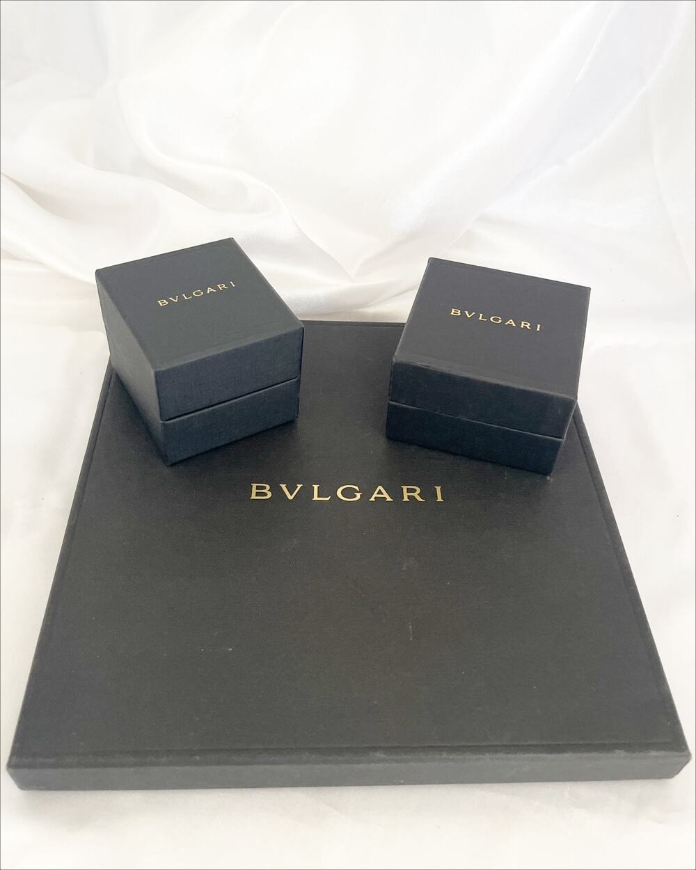 BVLGARI Bundle of 3 Jewelry Boxes Empty Brown Ring Boxes Necklace Box Scarf Box